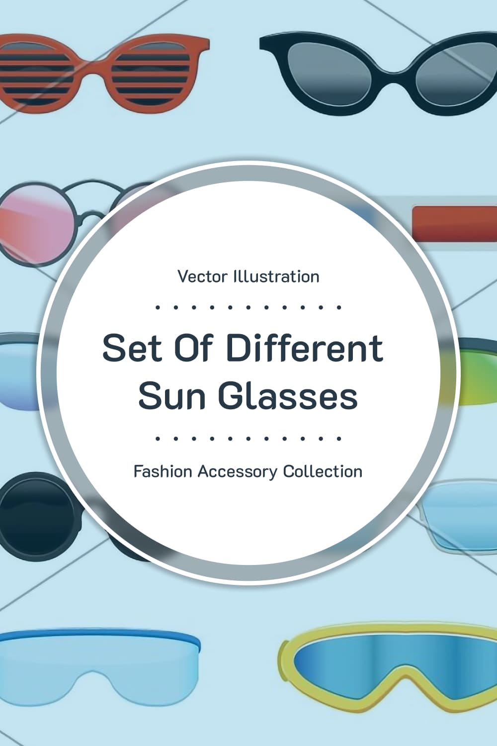 Set of different sun glasses pinterest image.