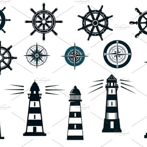 Set of marine or nautical objects main cover.
