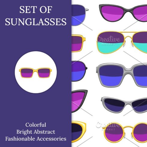 Set of stylish sunglasses main vector.
