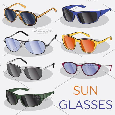 Set Of The Different Sun Glasses Main Cover.