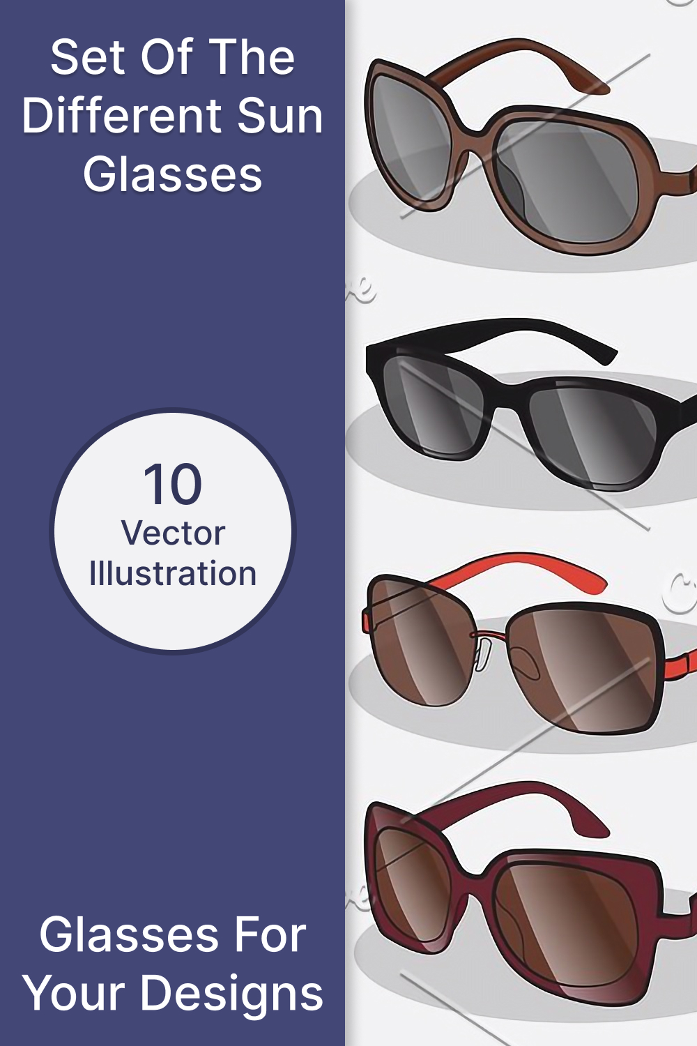 Set Of The Different Sun Glasses Pinterest Cover.