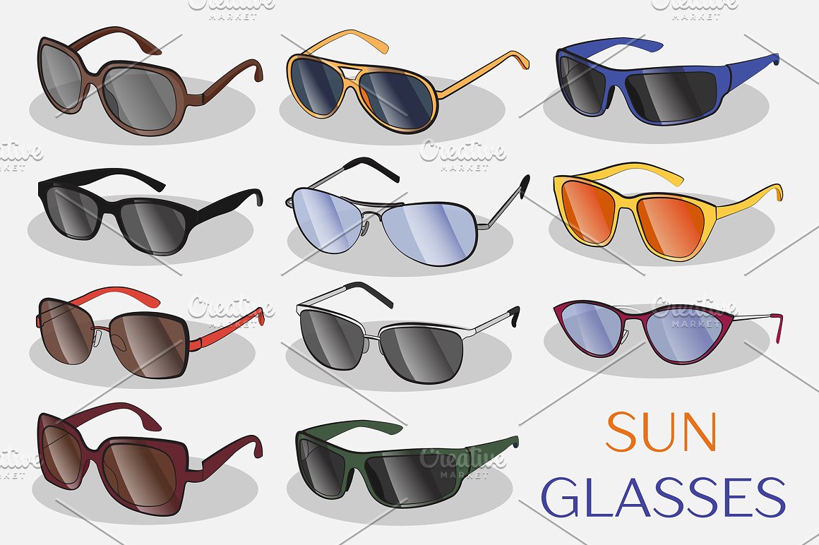 set of the different sun glasses 105