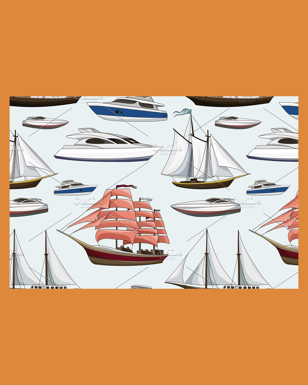 Ships and yachts pattern pinterest image.