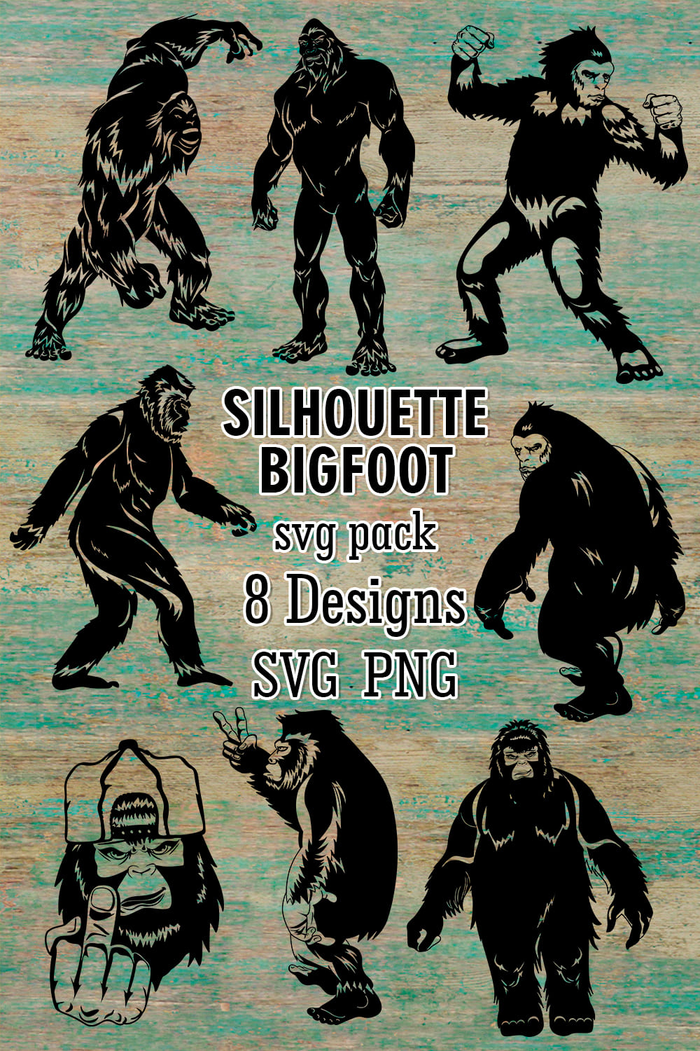 Silhouette Bigfoot SVG pinterest image preview.