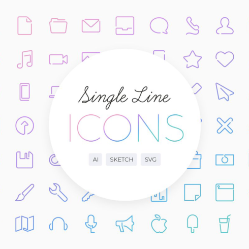 Single line vector icons main cover.