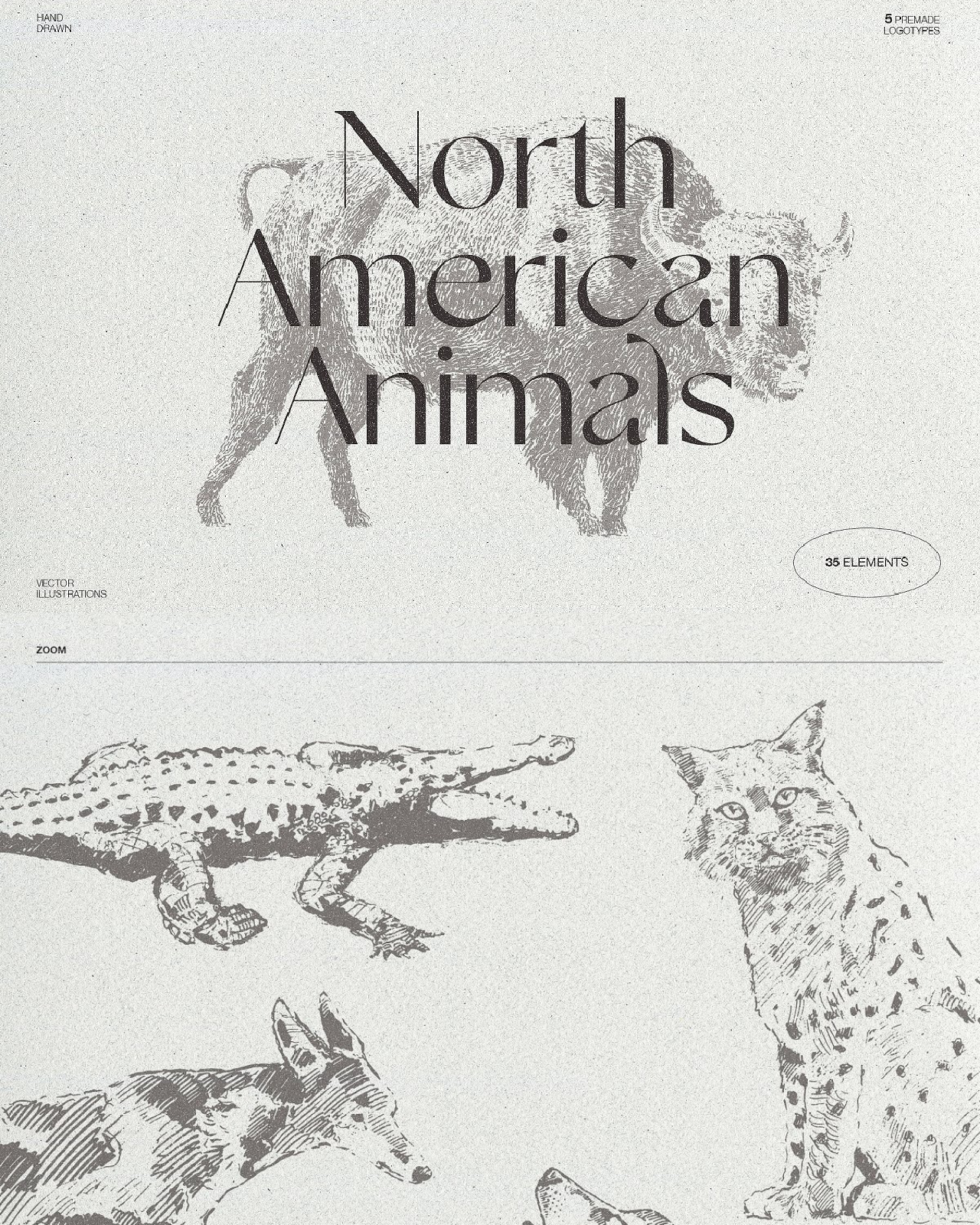 Sketches of animals of North America pinterest image.