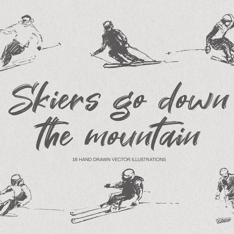 Skiers go down the mountain main image.