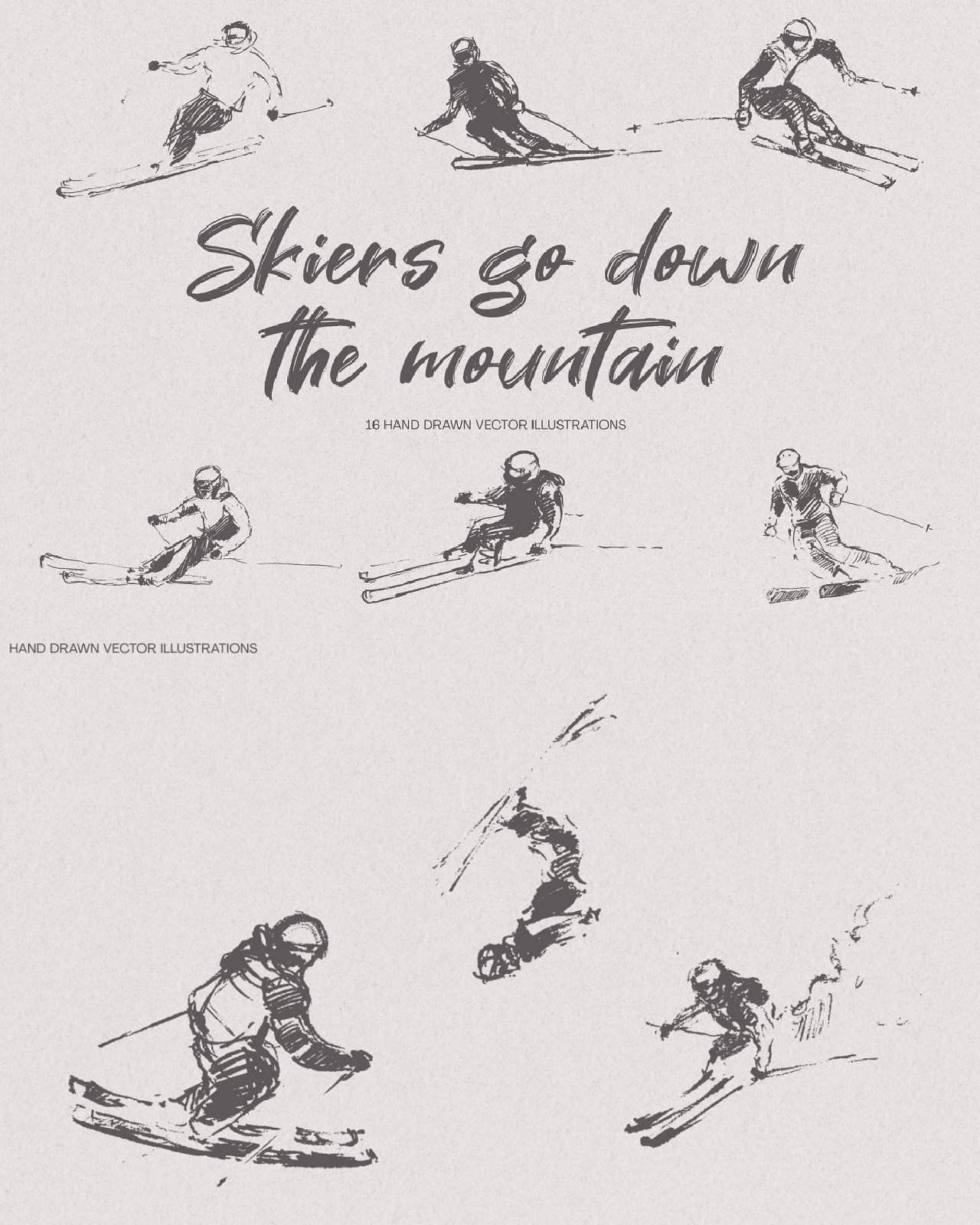 Skiers go down the mountain pinterest image.