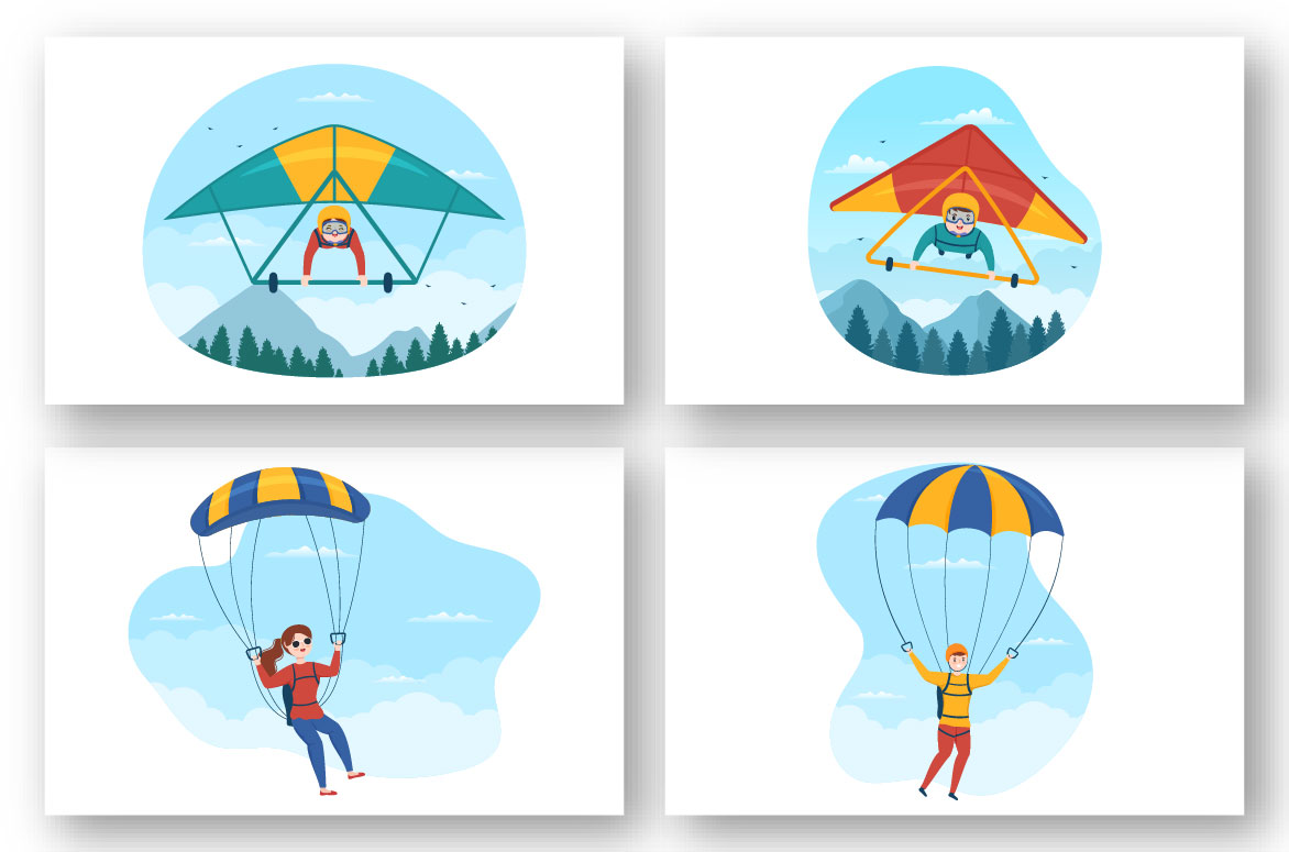 Skydiving illustrations in a high quality.