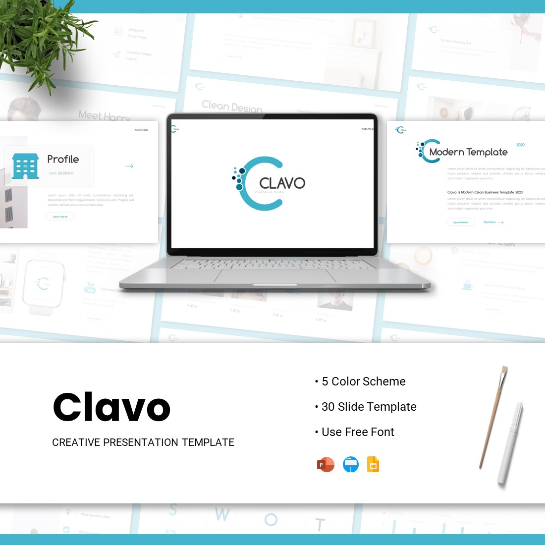 Clavo Minimalist Presentation Template cover image.