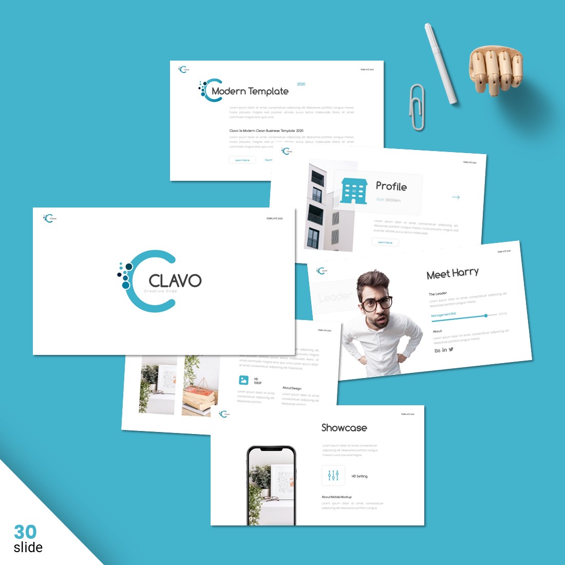 Clavo Minimalist Powerpoint Presentation Template cover image.