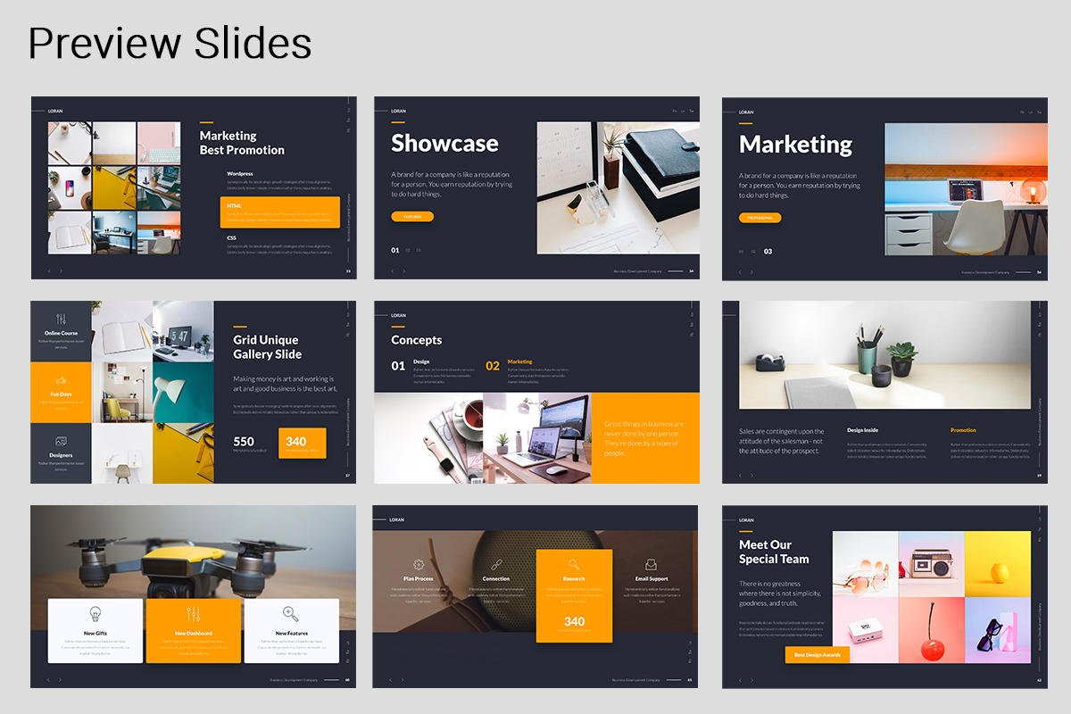 Animated Business Presentation Template Yellow preview image.