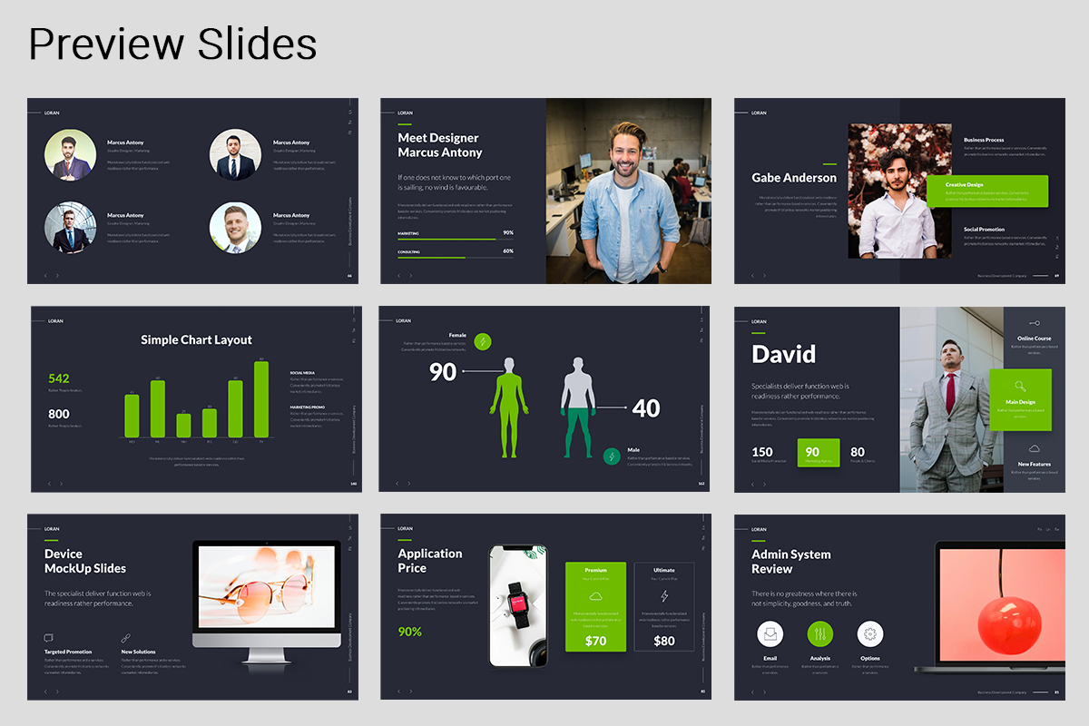 Loran Business Fully Animated Presentation Template preview image.