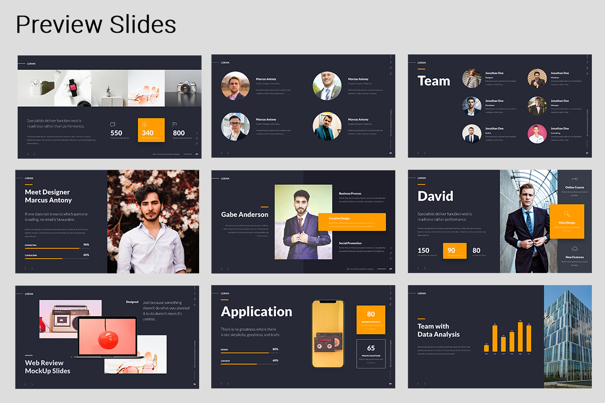 Presentation Animated Business Template Yellow preview image.