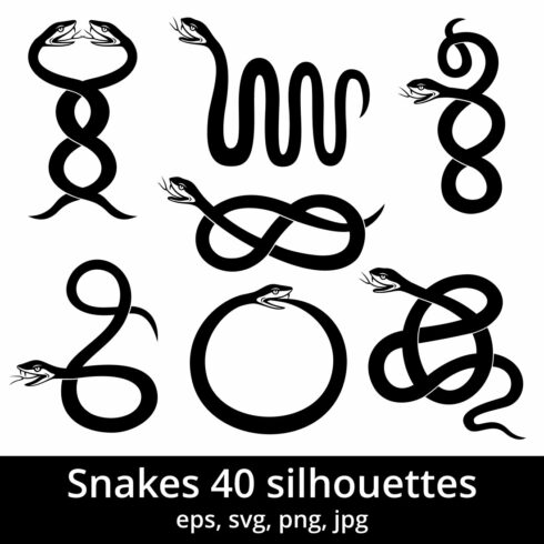 Snake's silhouettes and numbers with the words snake's 40 silhouettes.