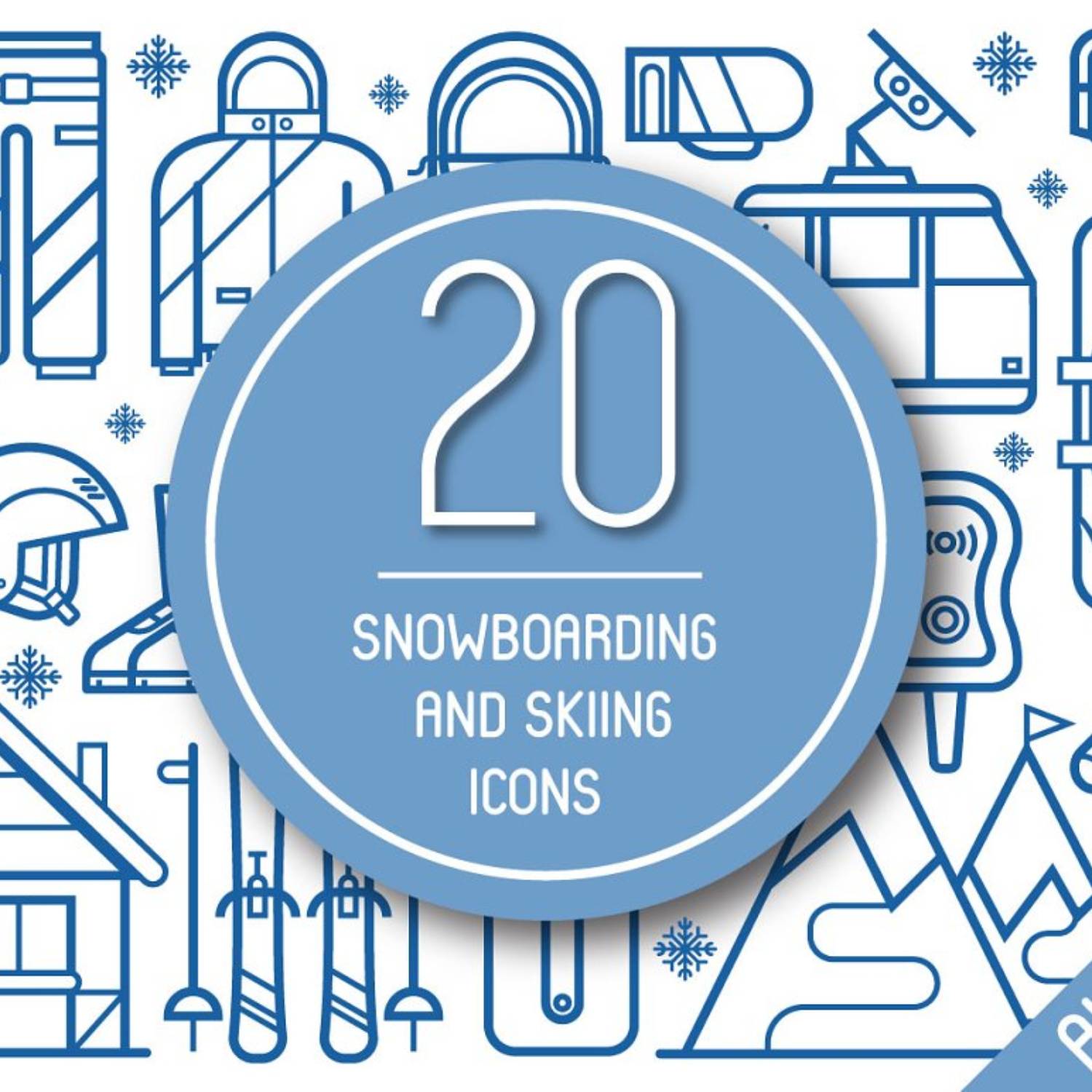 Snowboard And Ski Equipment Icons Main Cover.
