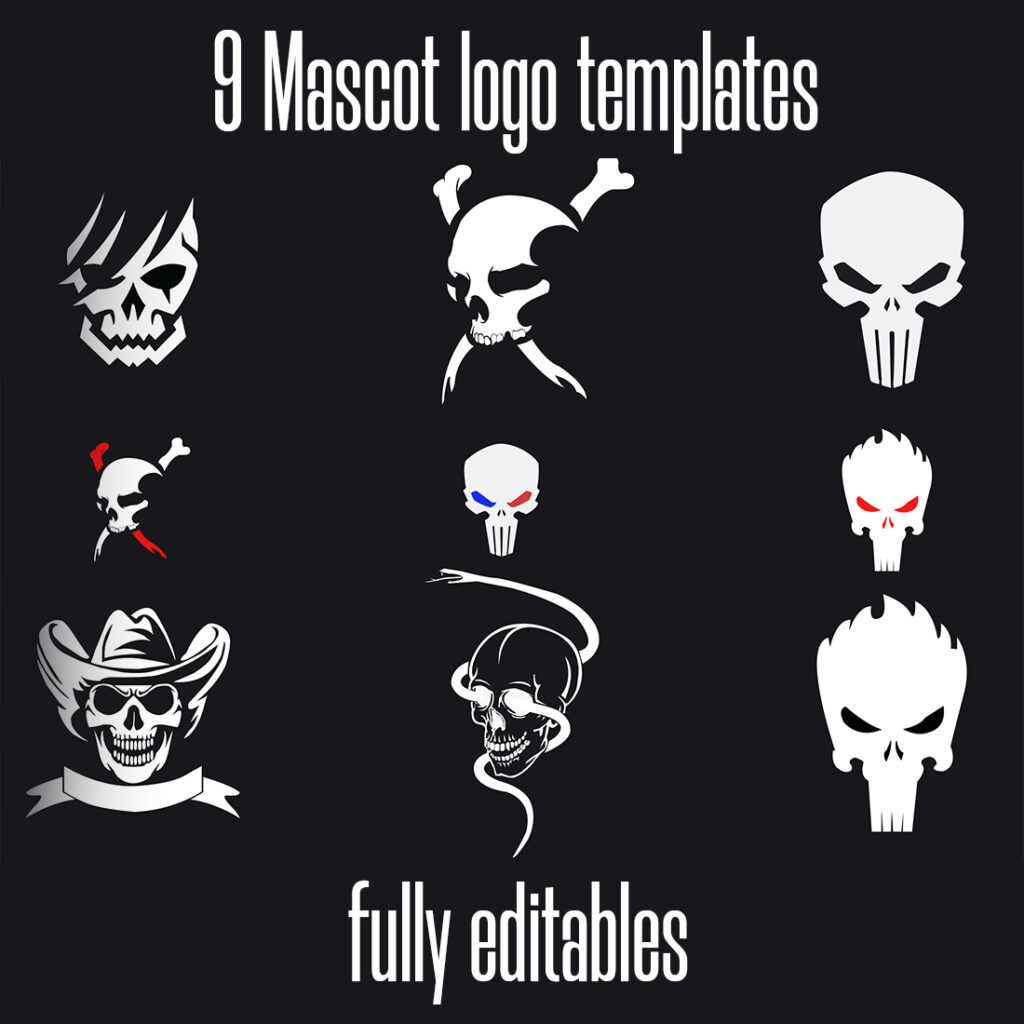 9 Skull Logos Collections MasterBundles