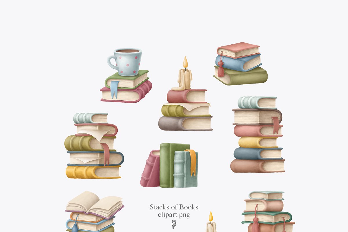 Stacks of books clipart png preview.