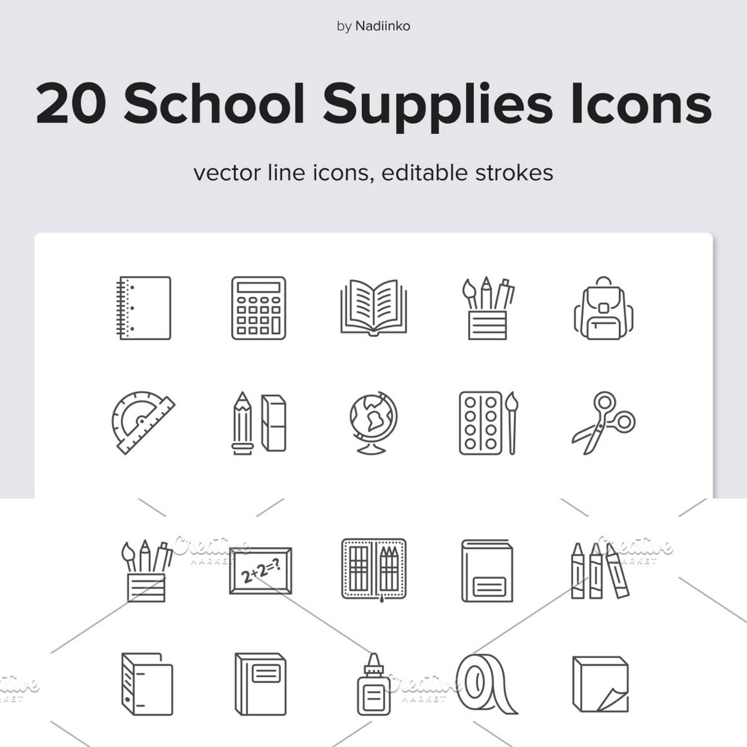 Stationery Line Icons Main Cover.