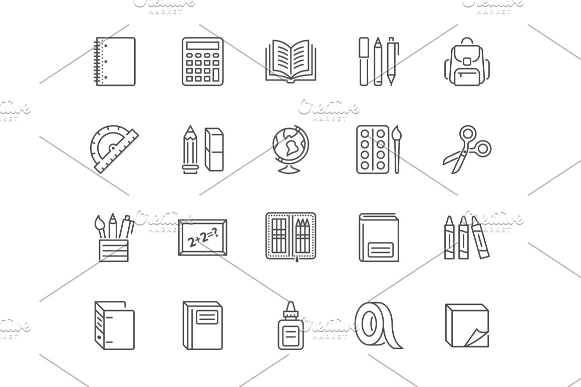 stationery line icons1 798