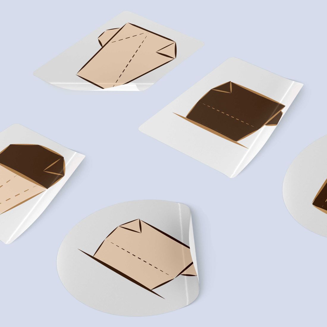 Pack of images of charming stickers with a cup of coffee