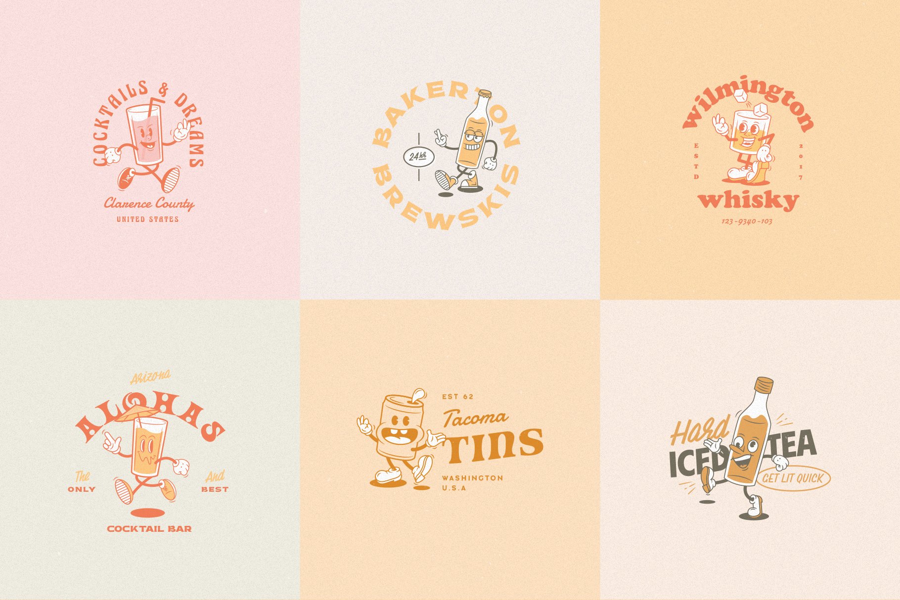 Some pastel and minimalistic drinks logos.