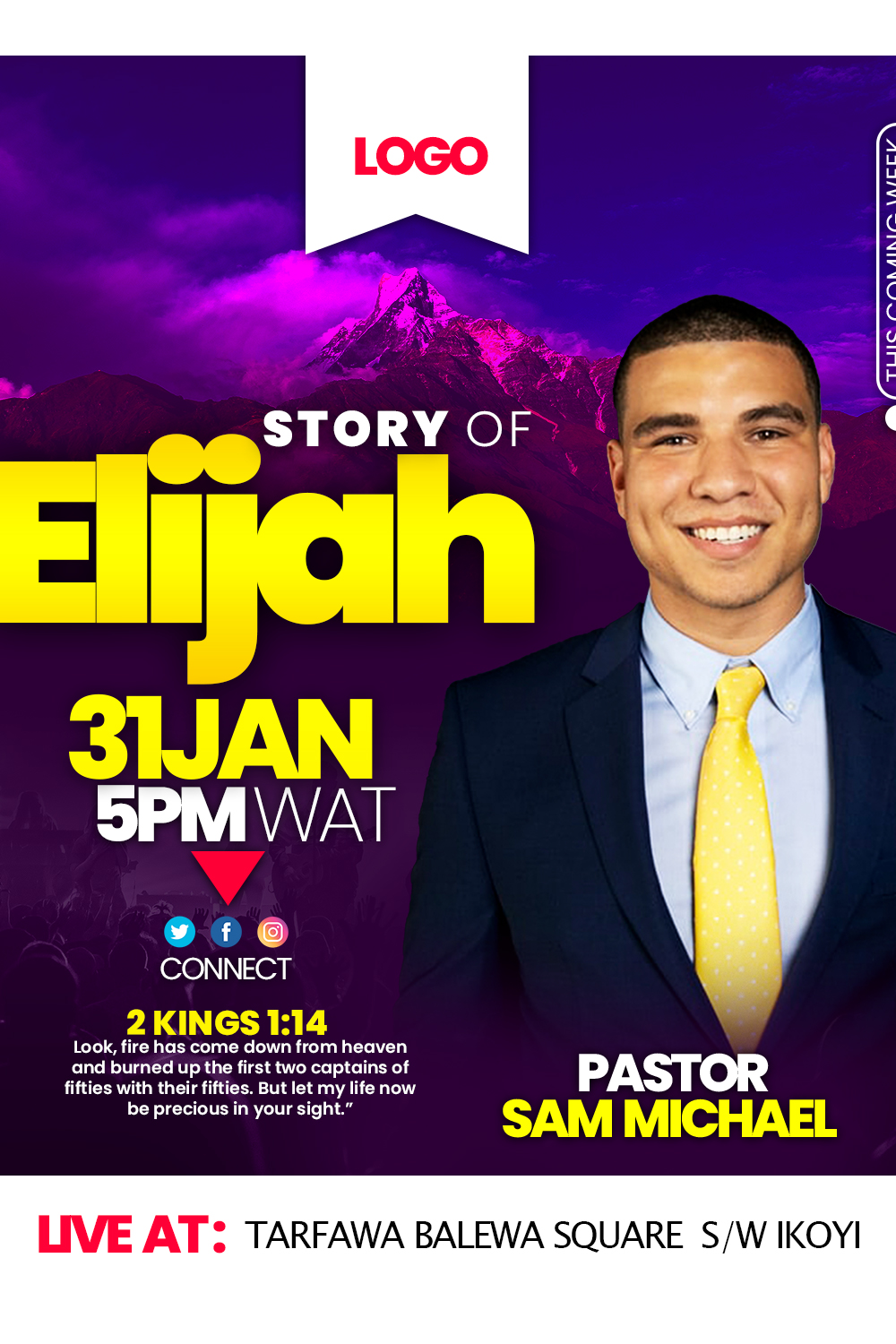 Editable Church Flyer Template pinterest image.