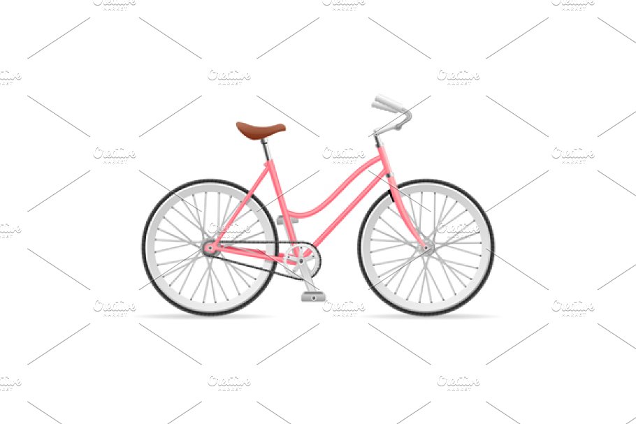 Stylish bicycle in pink color.