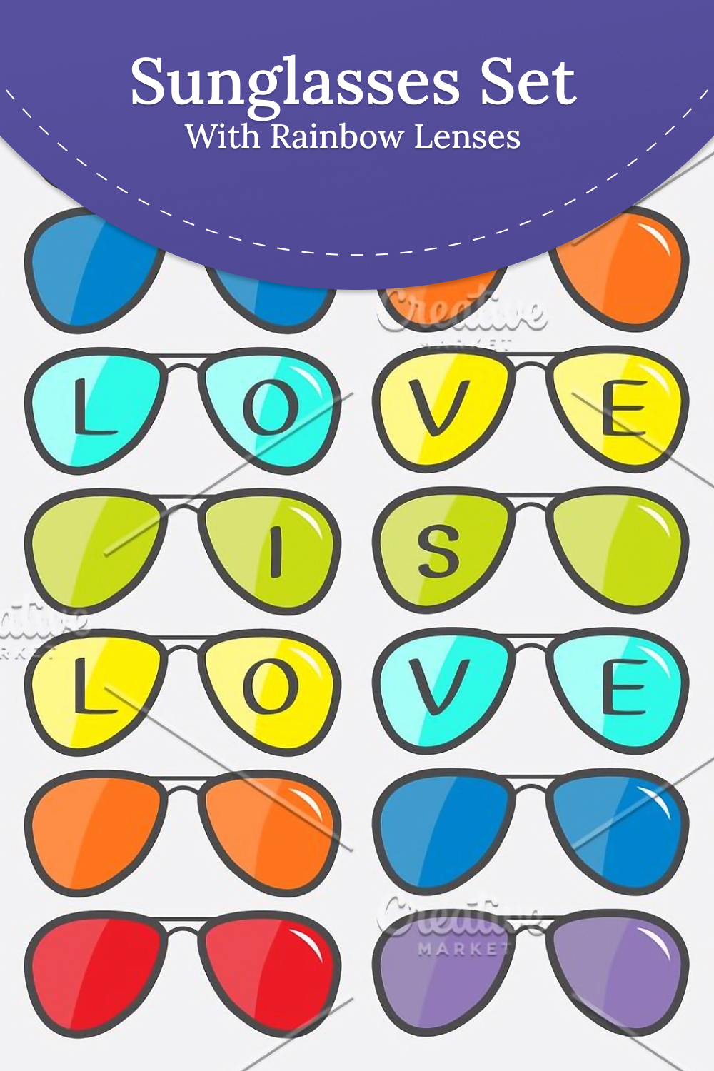 Sunglasses Set With Rainbow Lenses Pinterest Cover.