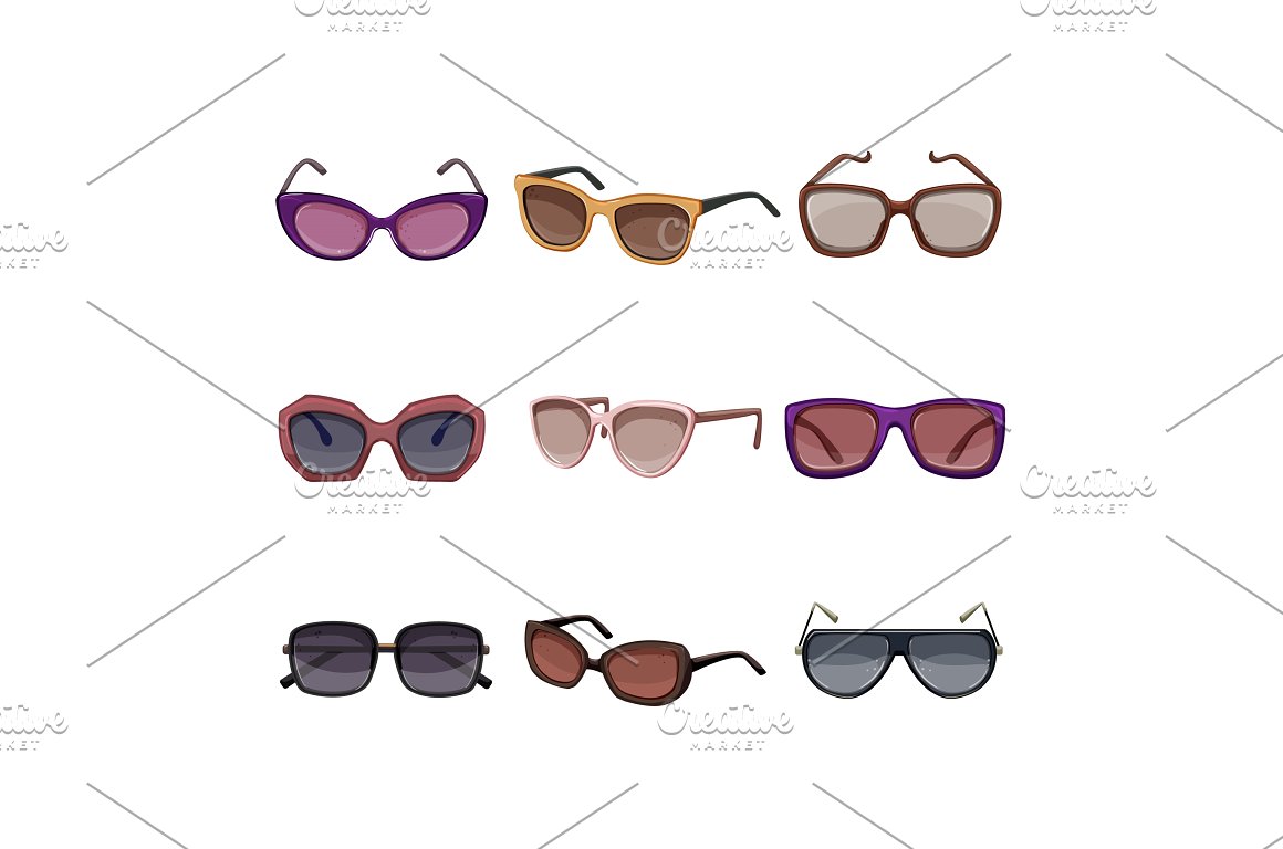 sunglasses women set cartoon vector 542