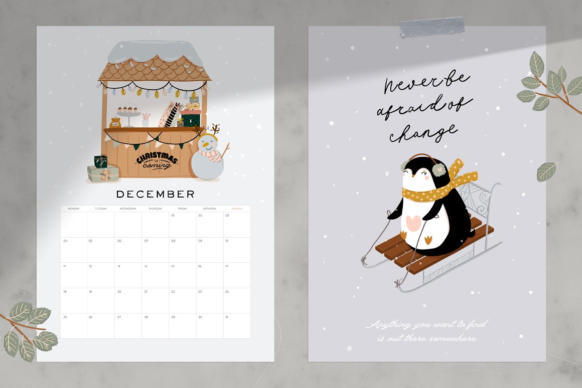 2 examples of winter support ukraine calendar.