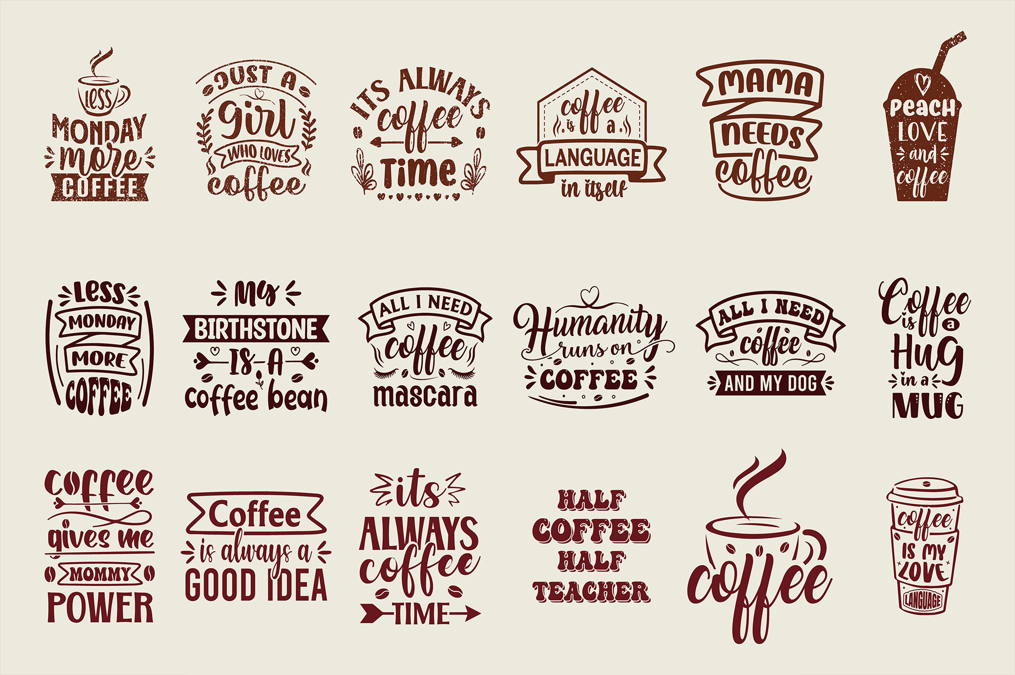 Coffee Quotes SVG Bundle preview image.