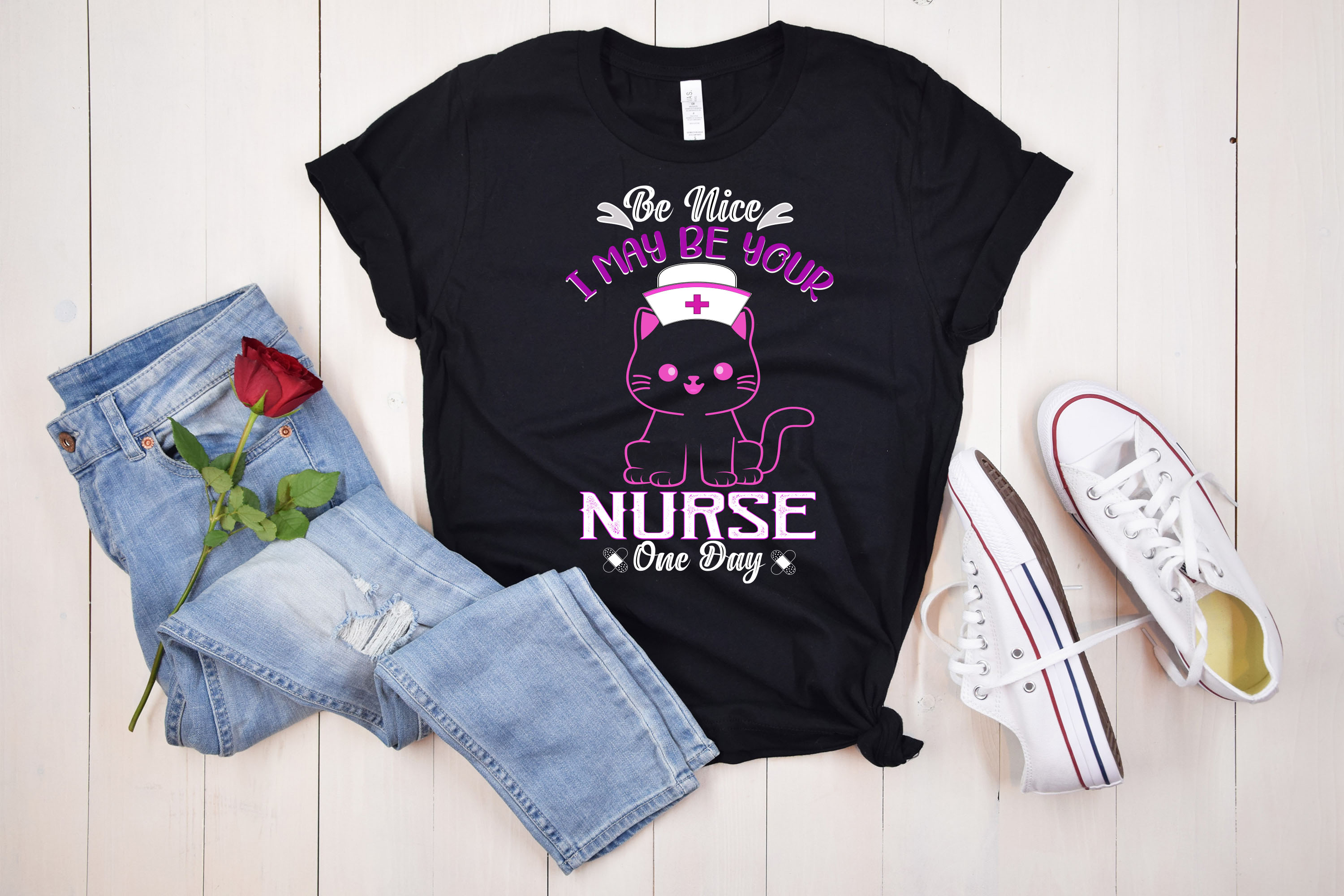 Picture of a t-shirt with a wonderful nurse theme print