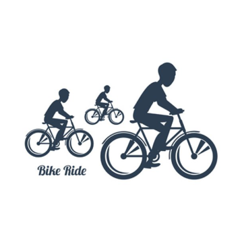 Teenagers riding bicycles silhouette main image preview.