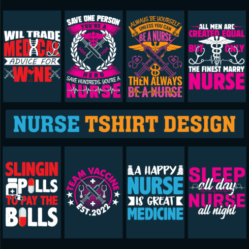 20 Nurse Typography Bundle T-Shirt Design Vector Template main cover
