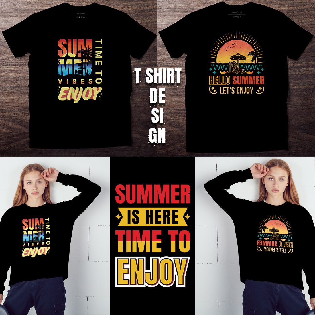 Summer Typography Vintage T-shirt Design main cover.