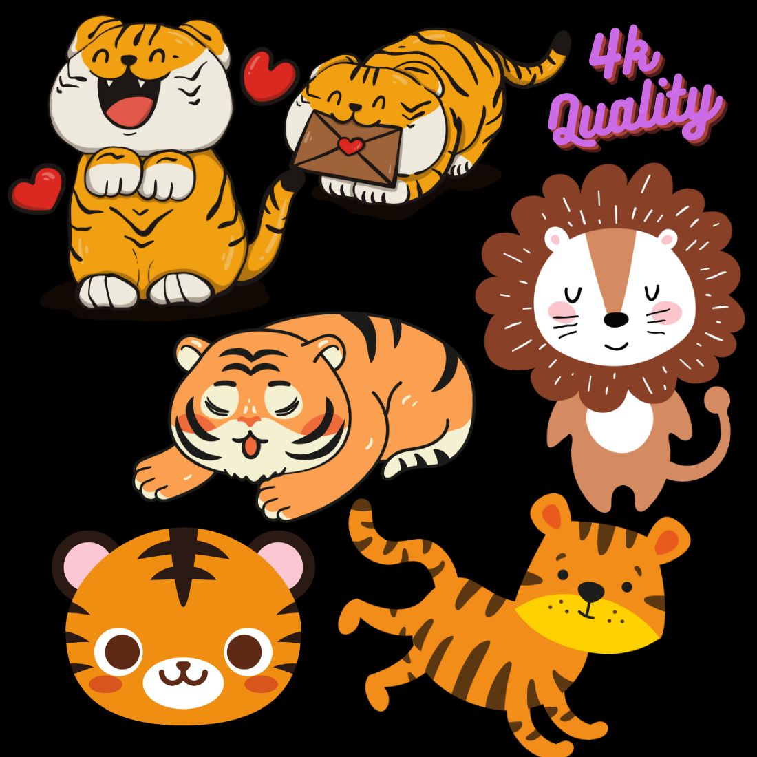 Cute Tiger Graphics Design preview image.