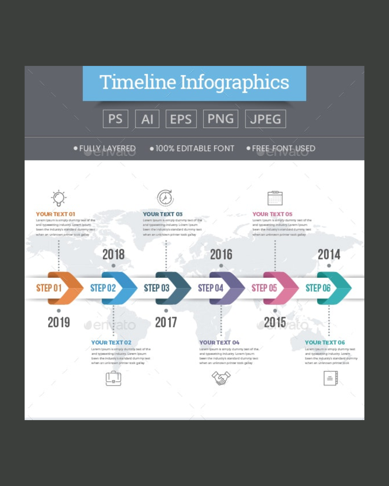 Timeline infographics pinterest image.