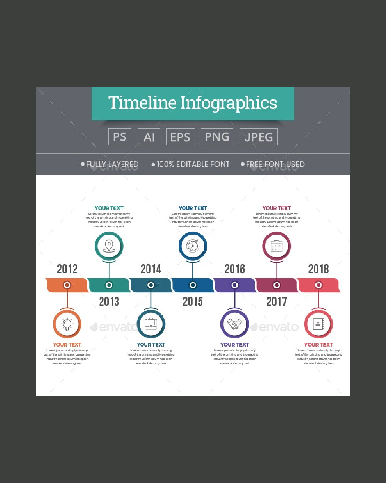 Timeline infographics pinterest image.