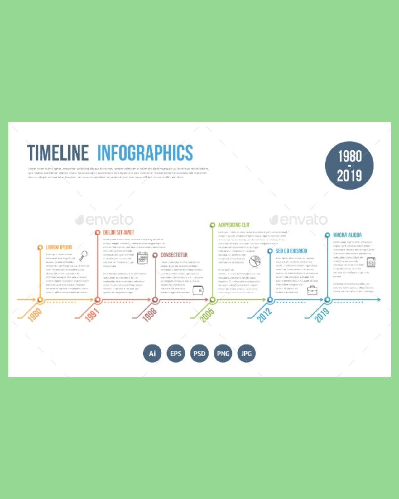 Timeline infographics pinterest image.