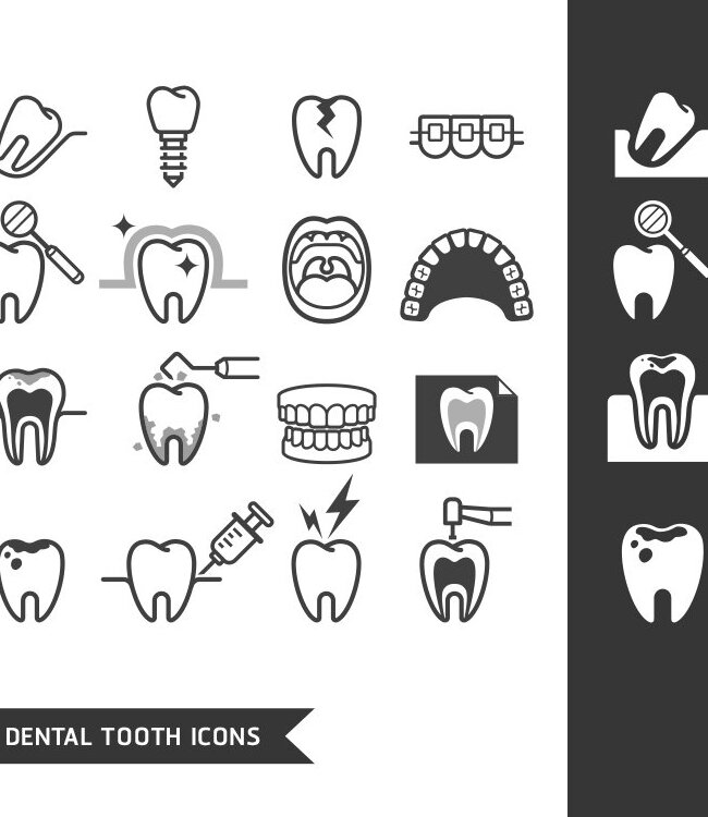 Dental Tooth Icons Set.