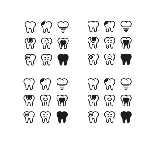 Tooth vector icons set.