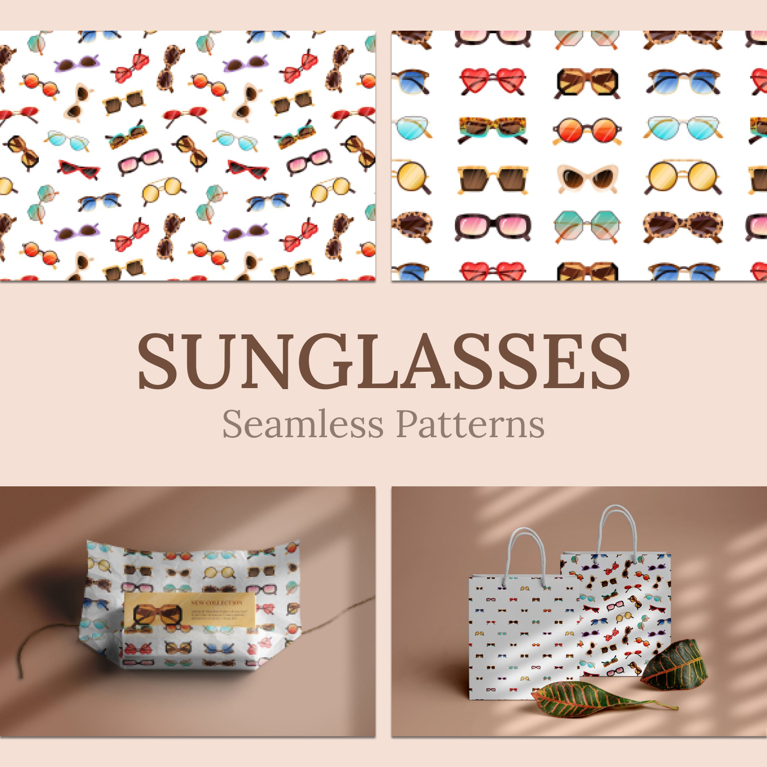 Trendy Sunglasses Seamless Patterns Main Cover.