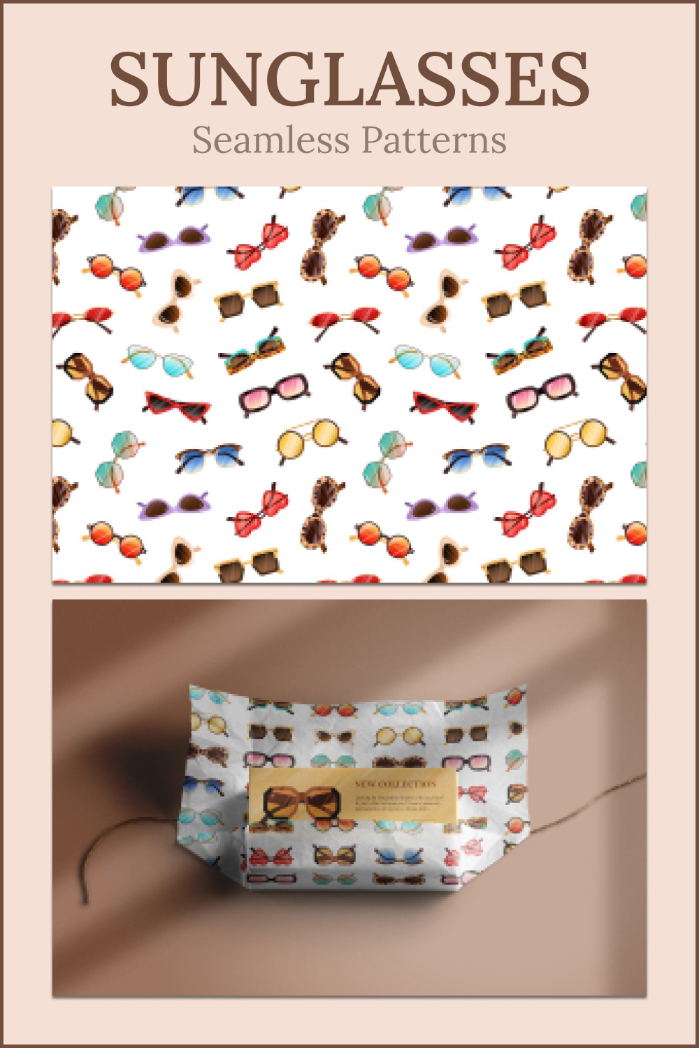 Trendy Sunglasses Seamless Patterns Pinterest Cover.