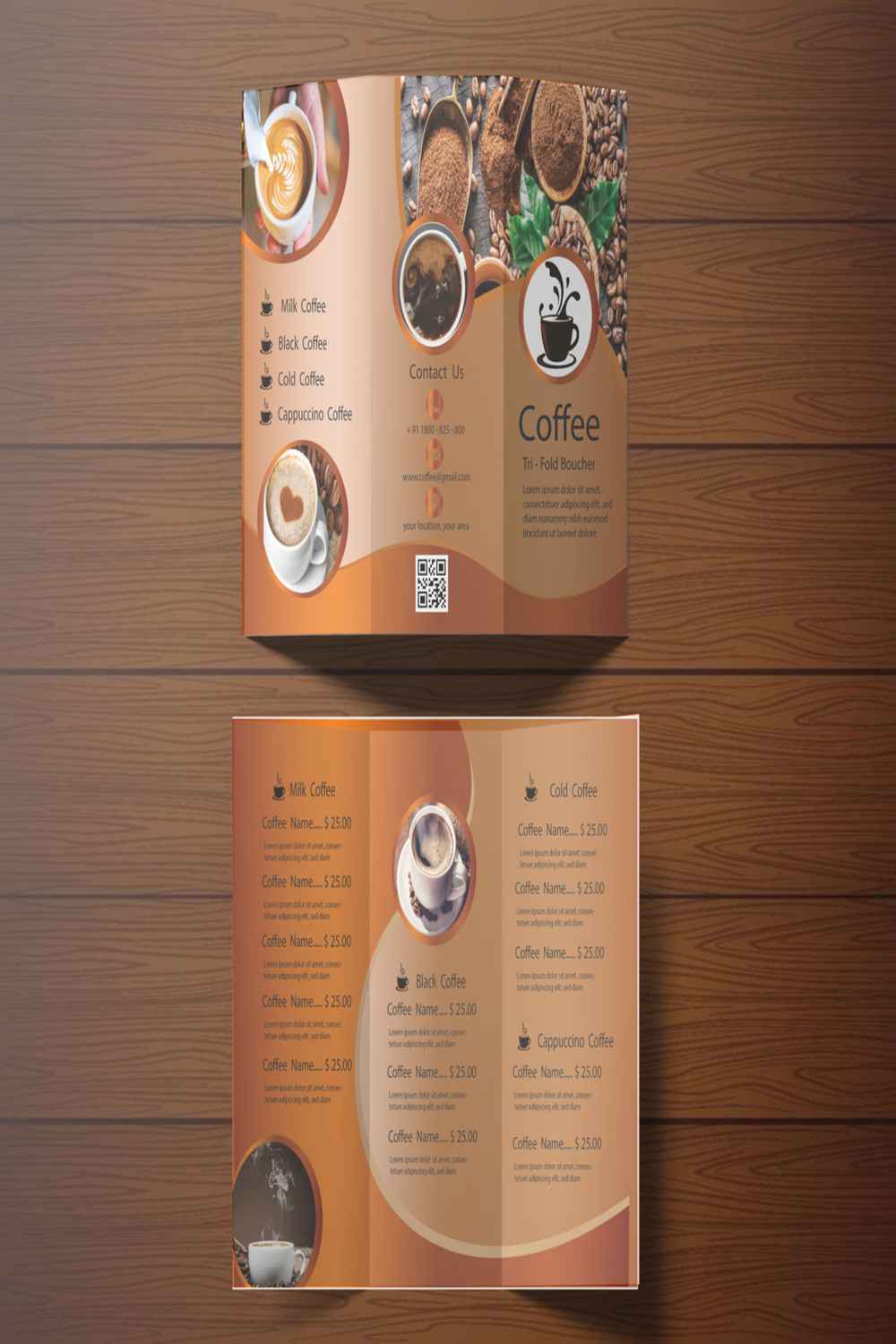 Coffee Brochur Design Template pinterest image.