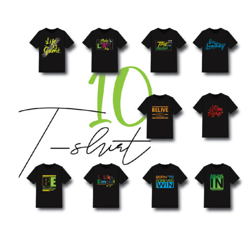 10 Typography T-Shirt Design Bundle main cover.