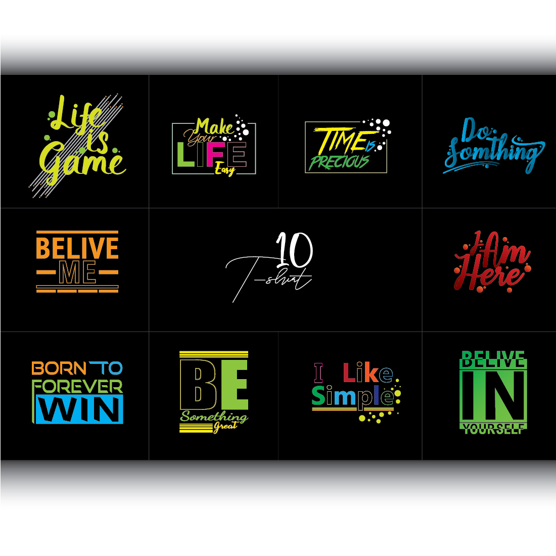 10 Typography T-Shirt Design Bundle image preview.
