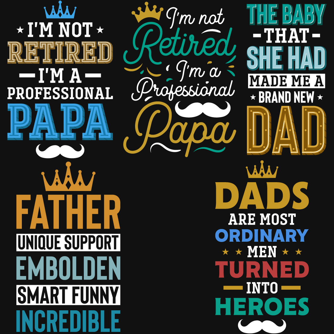 8 Dad Typography T-Shirt Designs Bundle cover