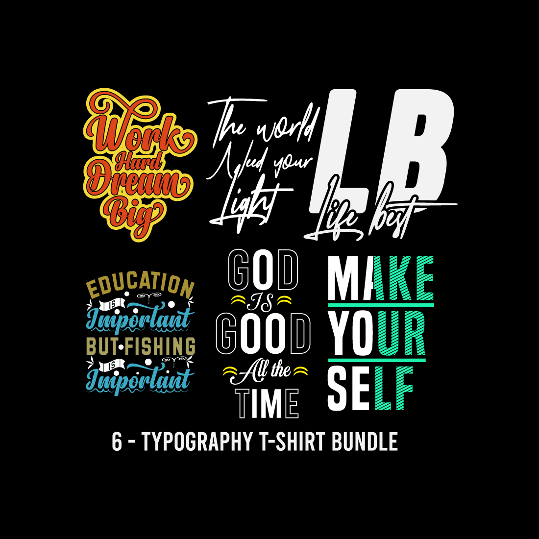 Typography T- shirt Design Bundle main cover.