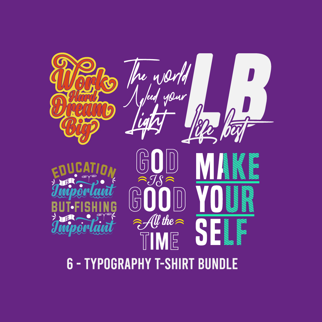 Typography T- shirt Design Bundle preview image.